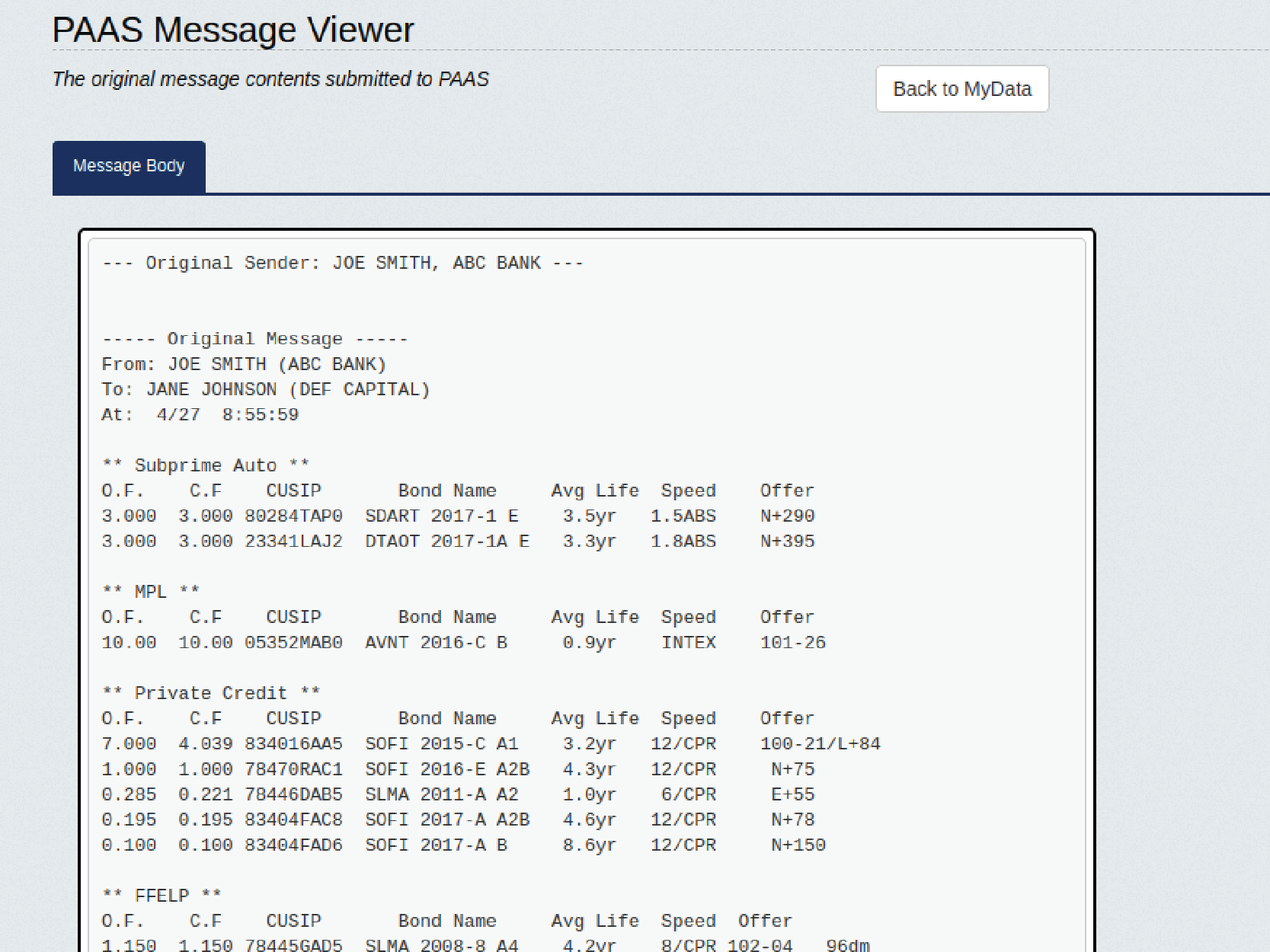PAAS Message Viewer